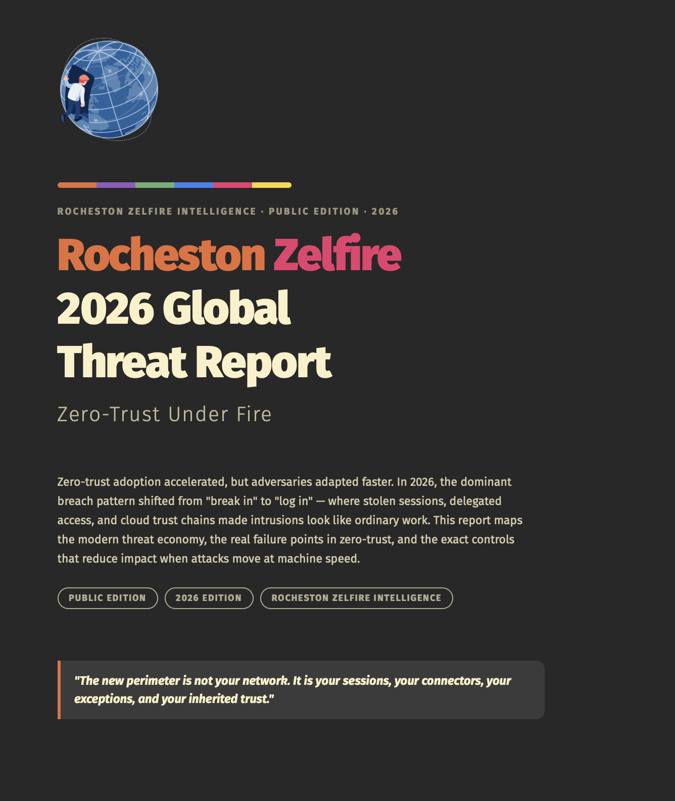 Rocheston Zelfire 2026 Global Threat Report cover