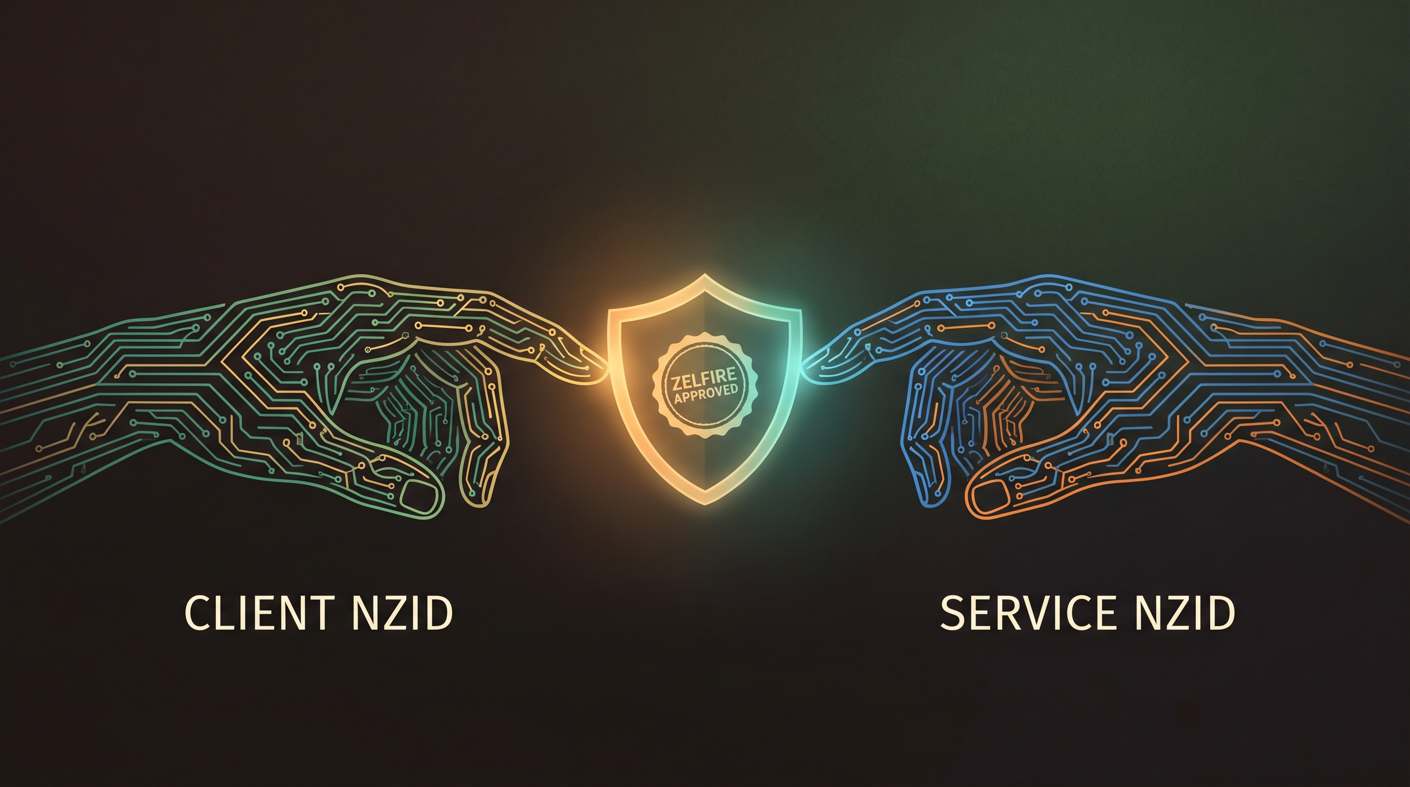 Client NZID and Service NZID — Zelfire-approved policy-bound handshake