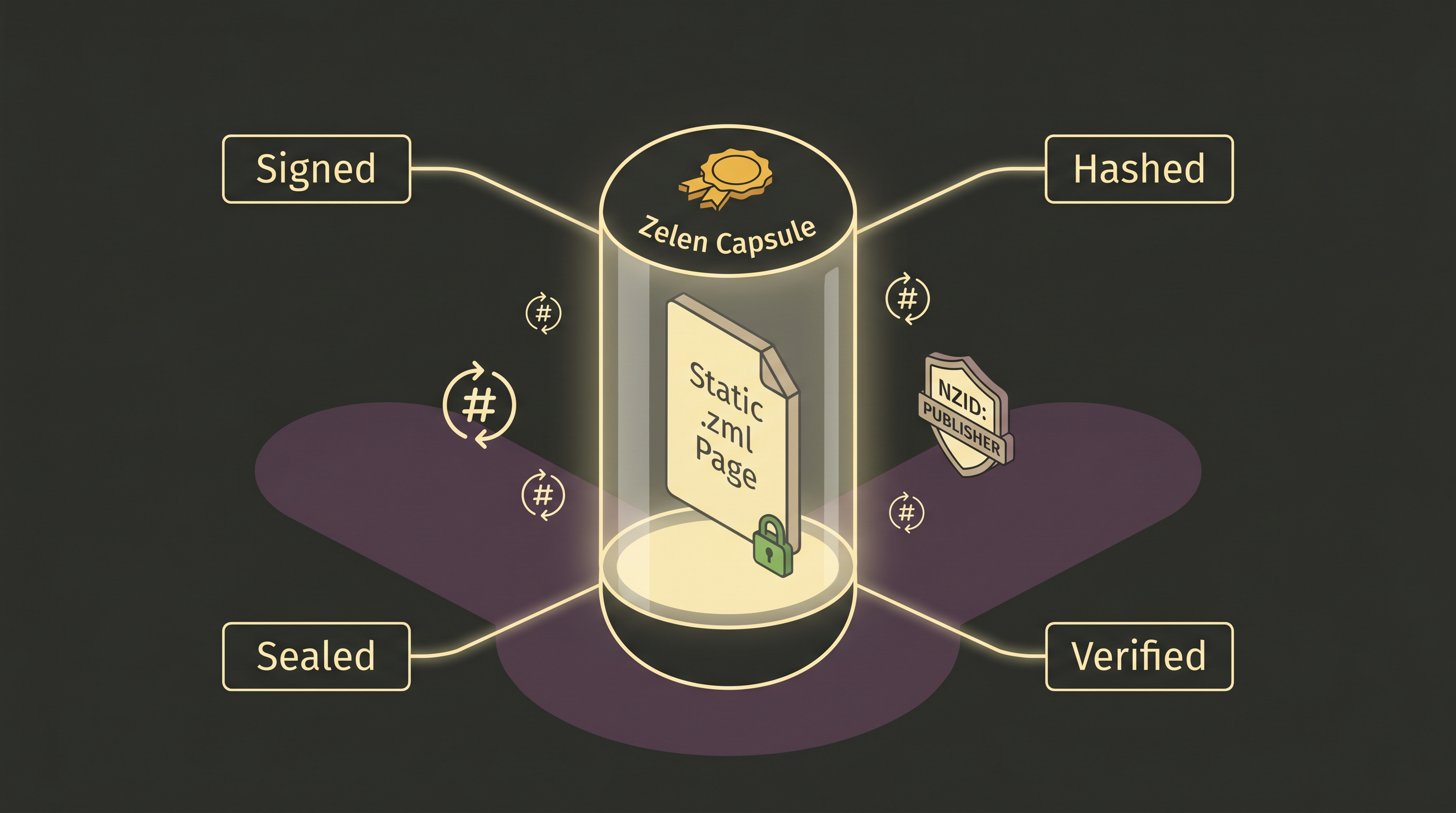 Zelen Capsule — Signed, Hashed, Sealed, Verified static ZML page